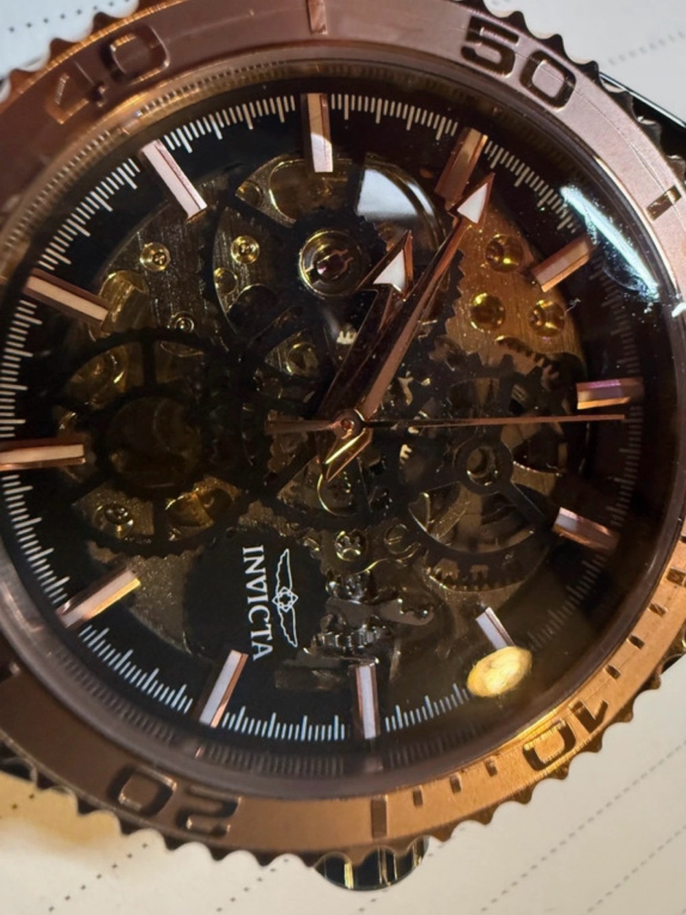 Invicta Men’s Rose Gold Skeleton Automatic Watch